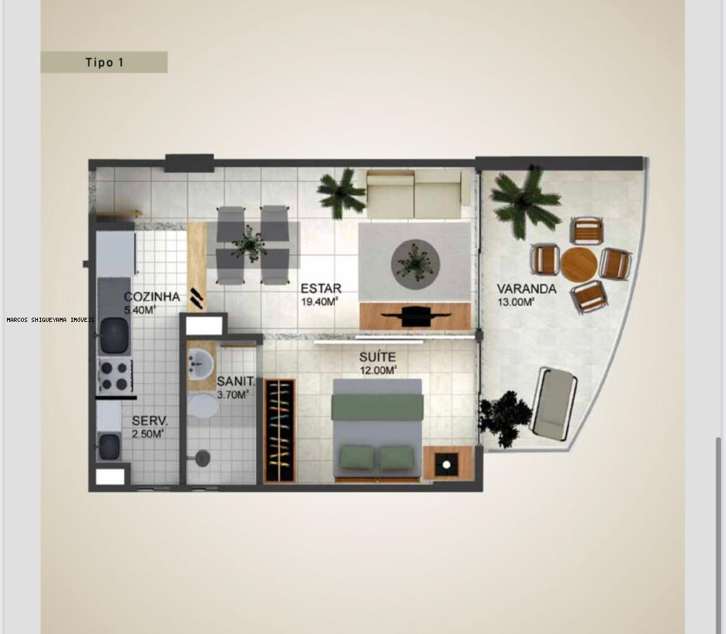 Apartamento à venda com 1 quarto, 51m² - Foto 2