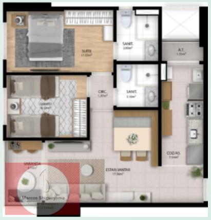 Apartamento à venda com 2 quartos, 58m² - Foto 6